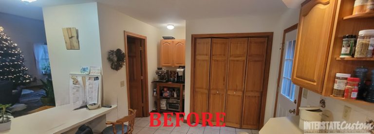 Before view of the pantry area in the Eat-in Country Kitchen remodel. Project by Interstate Custom Kitchen & Bath, Inc.