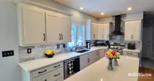 Wilbraham MA Kitchen Refacing Project with Striking Stone & Matte Black Accents