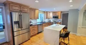 Hickory Island & Quartz Cabinet Refacing in East Longmeadow, MA