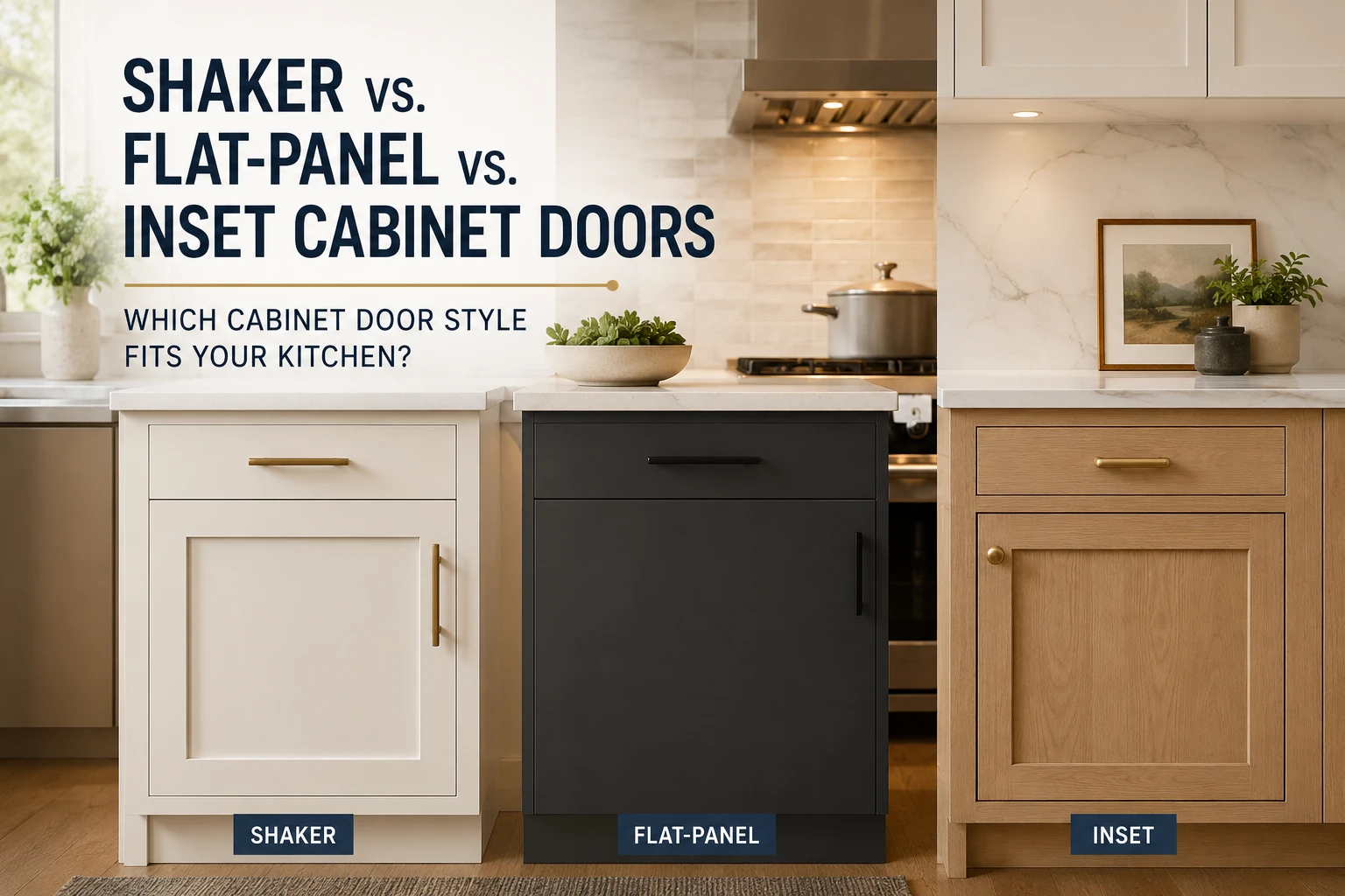 You are currently viewing Shaker vs. Flat-Panel vs. Inset Cabinet Doors: Which Cabinet Door Style Fits Your Kitchen?